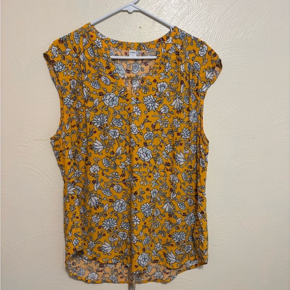 Old Navy Yellow Floral Cap Sleeve Blouse - Picture 1 of 8